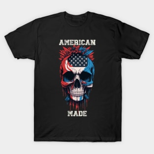 American Flag 4th of July Patriot Skull T-Shirt